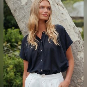 Jenni Kayne Willow Blouse 2x Navy - NWT